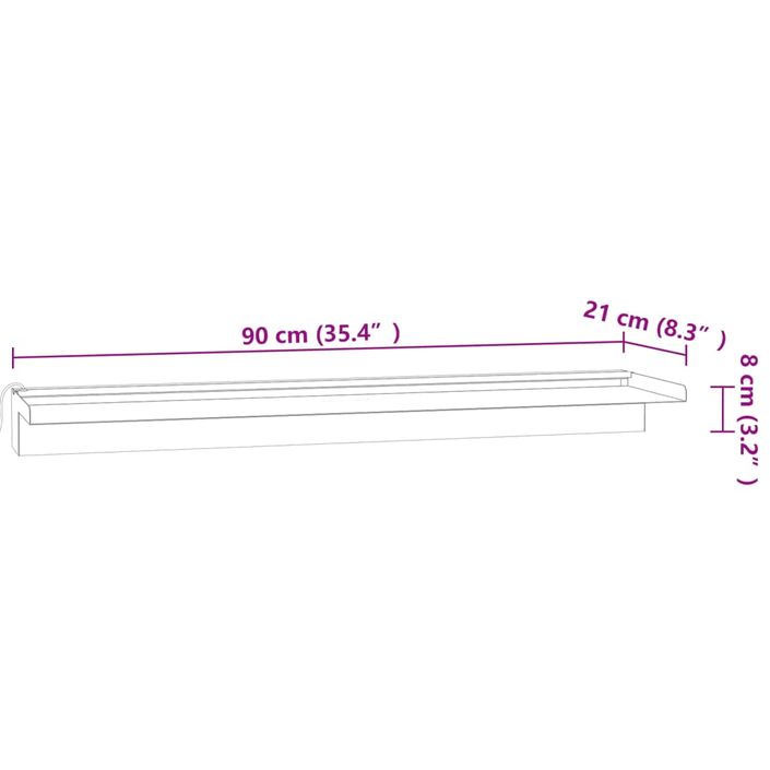 Déversoir pour cascade avec LED RVB Inox 90 cm - Photo n°12