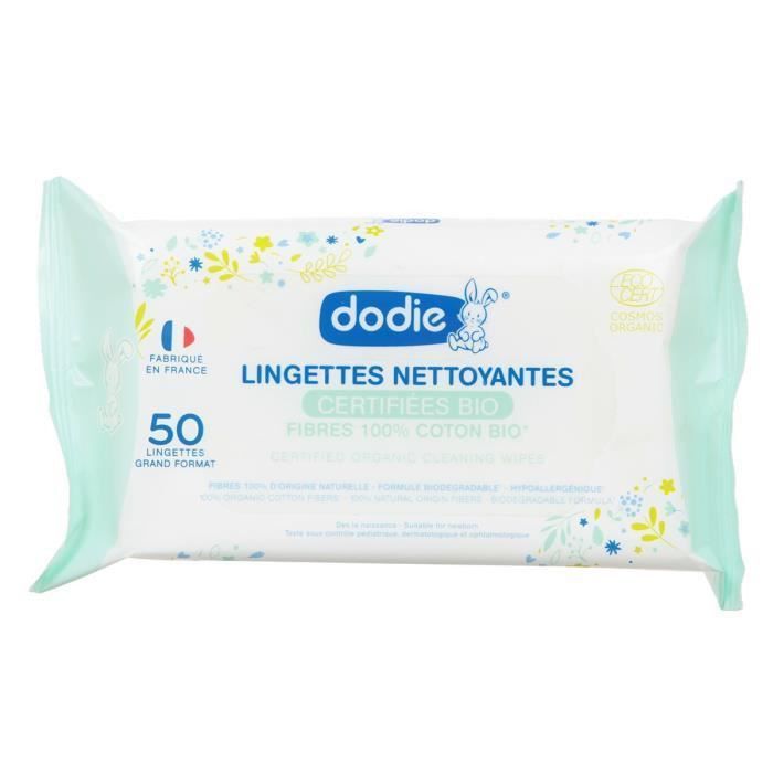 DODIE- Lingettes nettoyantes certifiées bio x50 - Photo n°1