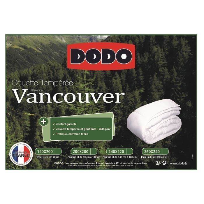 DODO Couette tempérée Vancouver - 140 x 200 cm - Blanc - Photo n°3