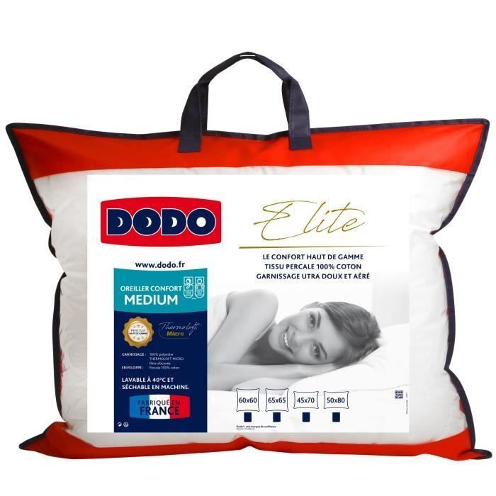 DODO Oreiller ELITE 100% Percale de Coton Confort Medium 45x70cm - Photo n°1