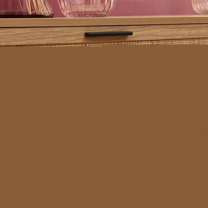 Double commode 6 tiroirs avec cannage naturel - Décor imitation bois - L 160 x P 39,5 x H 75cm - AMANA - Photo n°5