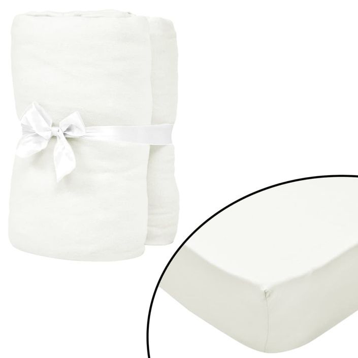 Drap-housse de berceaux 4pcs Jersey coton 60x120 cm Blanc cassé - Photo n°1