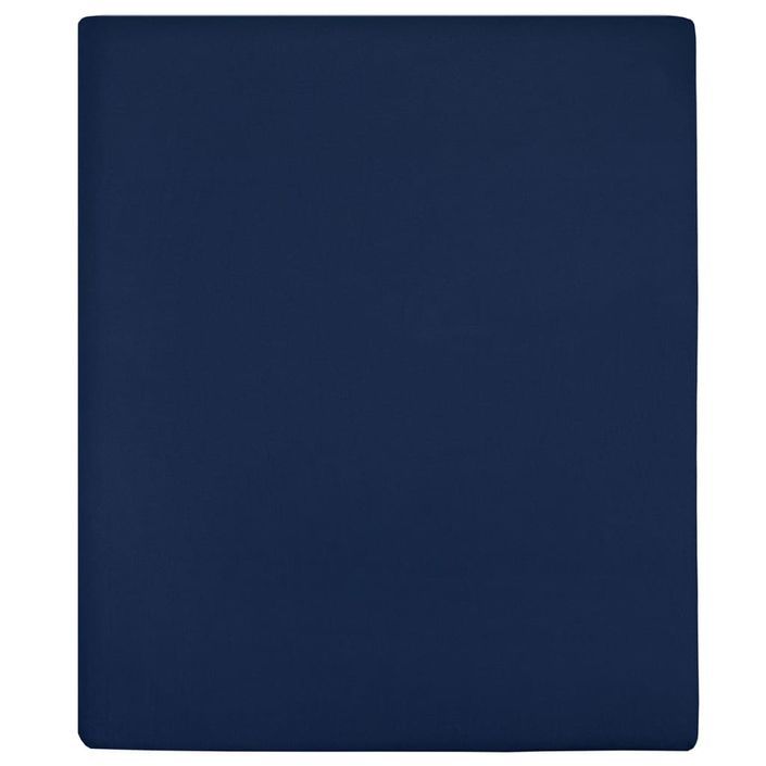 Drap-housse Jersey Bleu marine 90x200 cm Coton - Photo n°1