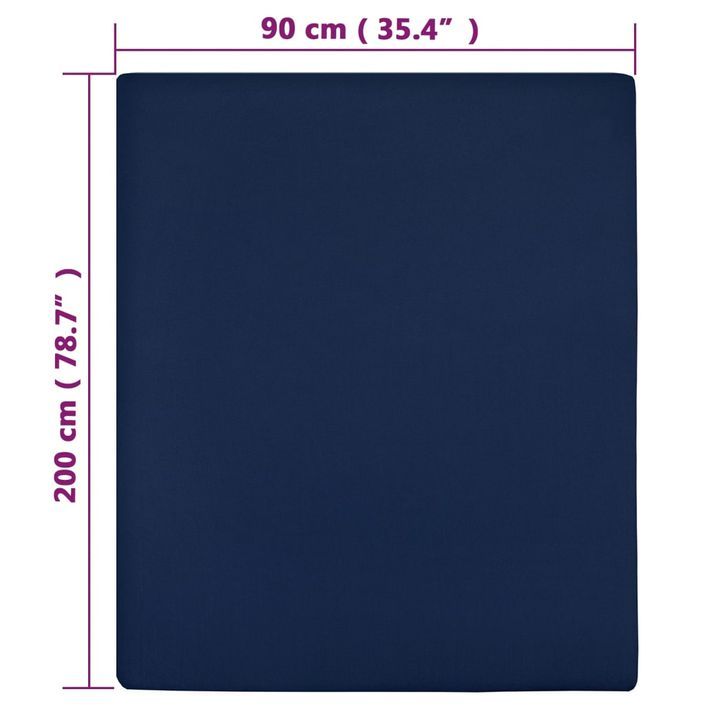 Drap-housse Jersey Bleu marine 90x200 cm Coton - Photo n°4