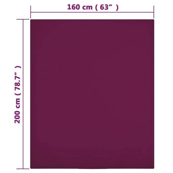 Drap-housse Jersey Bordeaux 160x200 cm Coton - Photo n°4