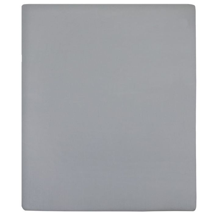 Drap-housse Jersey Gris 100x200 cm Coton - Photo n°2