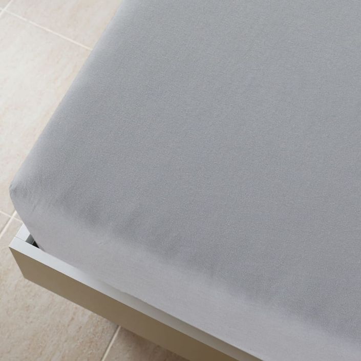 Drap-housse Jersey Gris 100x200 cm Coton - Photo n°4