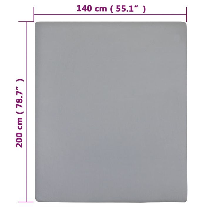 Drap-housse Jersey Gris 140x200 cm Coton - Photo n°5