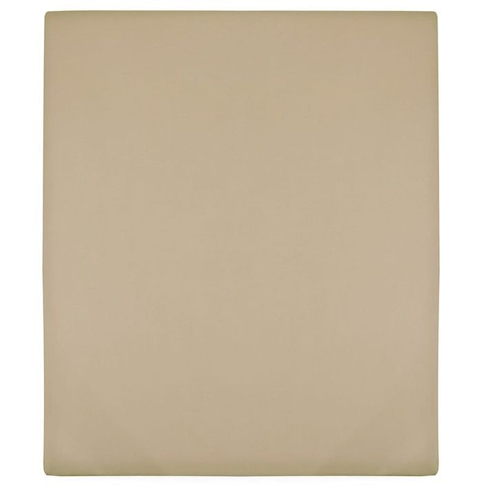 Drap-housse Jersey Taupe 100x200 cm Coton - Photo n°1