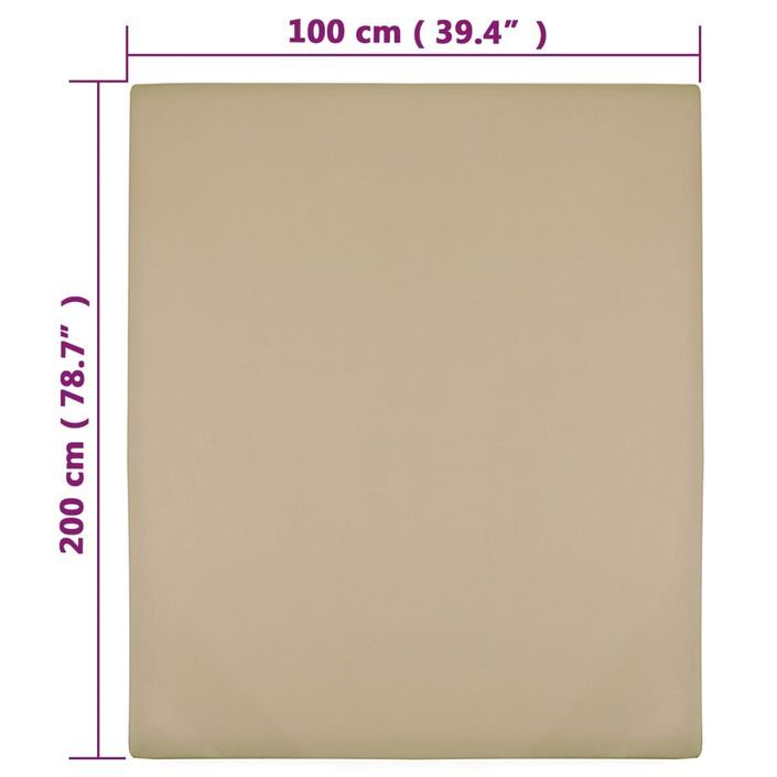 Drap-housse Jersey Taupe 100x200 cm Coton - Photo n°4