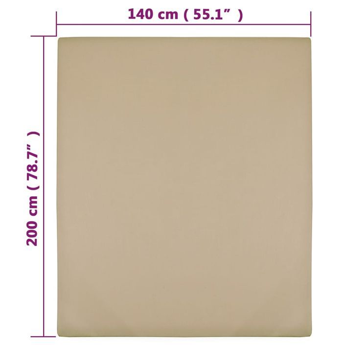 Drap-housse Jersey Taupe 140x200 cm Coton - Photo n°4