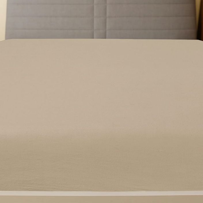 Drap-housse Jersey Taupe 90x200 cm Coton - Photo n°2