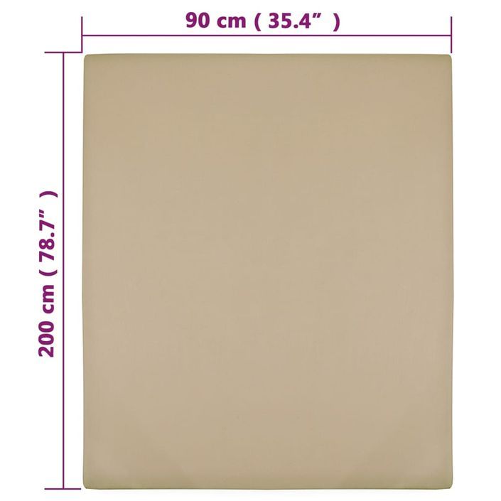 Drap-housse Jersey Taupe 90x200 cm Coton - Photo n°4