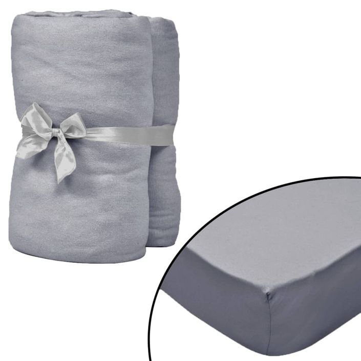 Drap-housse pour lits à eau 2 pcs 200x220 cm Coton jersey Gris - Photo n°1