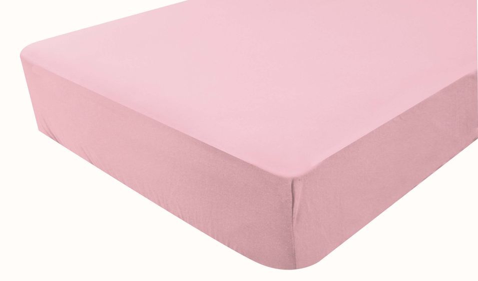 Draps housse Rose et Blanc Jersey - Photo n°1