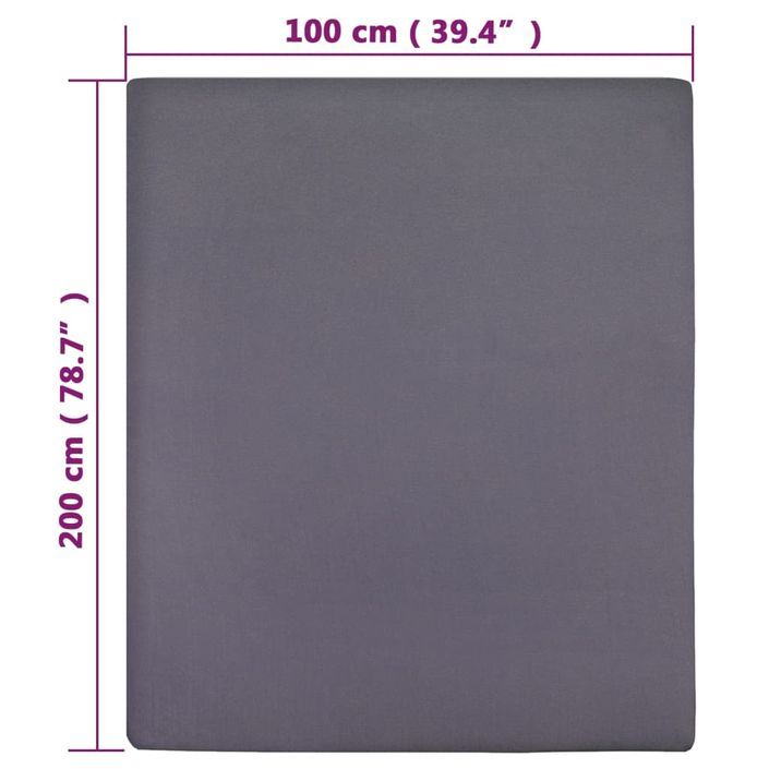 Draps-housses Jersey 2 pcs Anthracite 100x200 cm Coton - Photo n°5