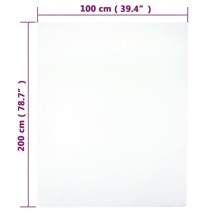 Draps-housses Jersey 2 pcs Blanc 100x200 cm Coton - Photo n°4