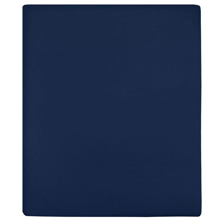 Draps-housses Jersey 2 pcs Bleu marine 100x200 cm Coton - Photo n°1