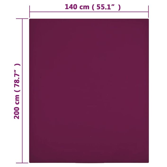 Draps-housses Jersey 2 pcs Bordeaux 140x200 cm Coton - Photo n°4