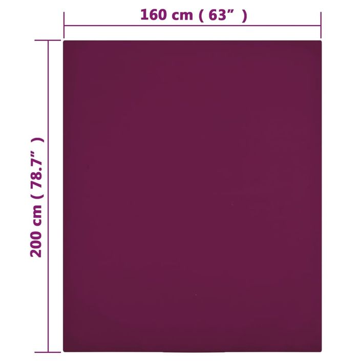 Draps-housses Jersey 2 pcs Bordeaux 160x200 cm Coton - Photo n°4