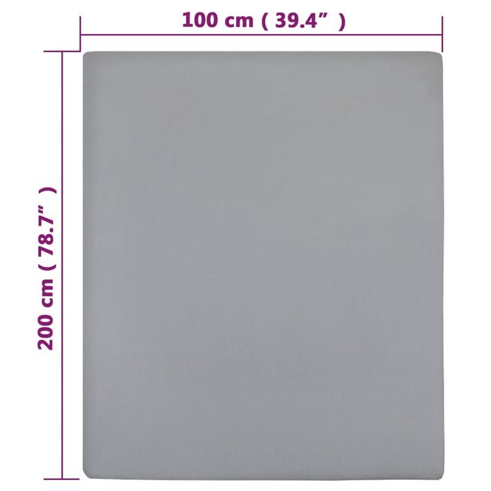 Draps-housses Jersey 2 pcs Gris 100x200 cm Coton - Photo n°5