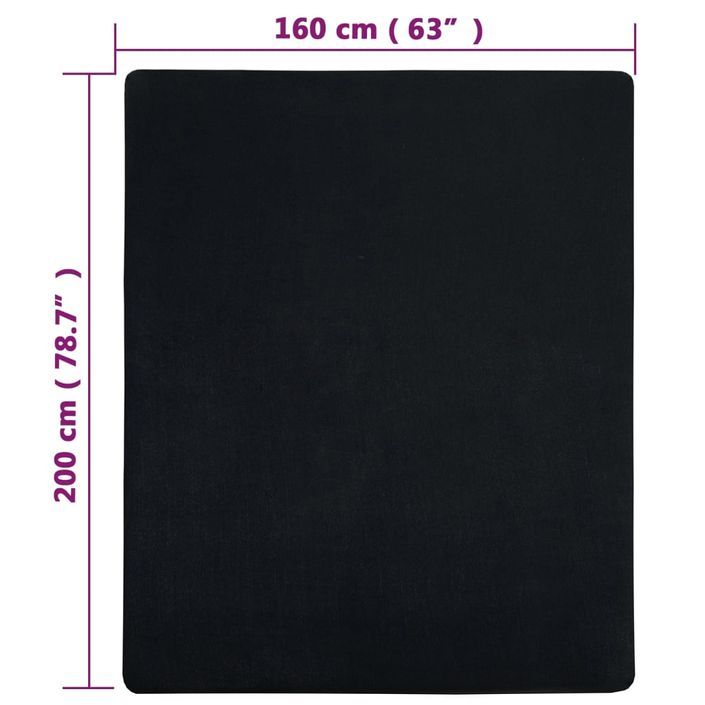Draps-housses Jersey 2 pcs Noir 160x200 cm Coton - Photo n°5