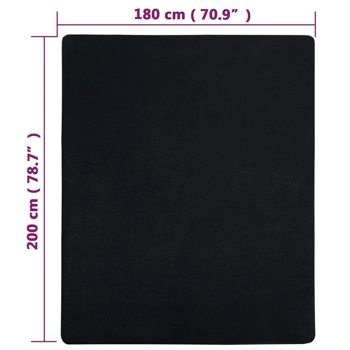 Draps-housses Jersey 2 pcs Noir 180x200 cm Coton - Photo n°5