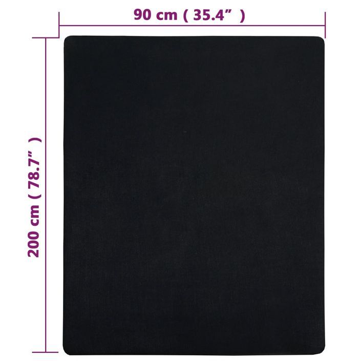 Draps-housses Jersey 2 pcs Noir 90x200 cm Coton - Photo n°5