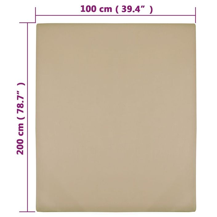 Draps-housses Jersey 2 pcs Taupe 100x200 cm Coton - Photo n°4