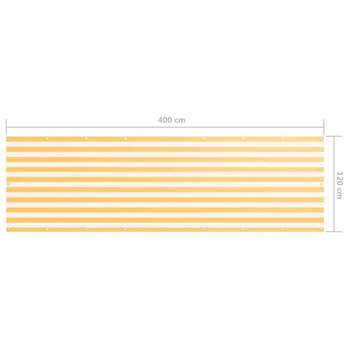 Écran de balcon Blanc et jaune 120x400 cm Tissu Oxford - Photo n°5