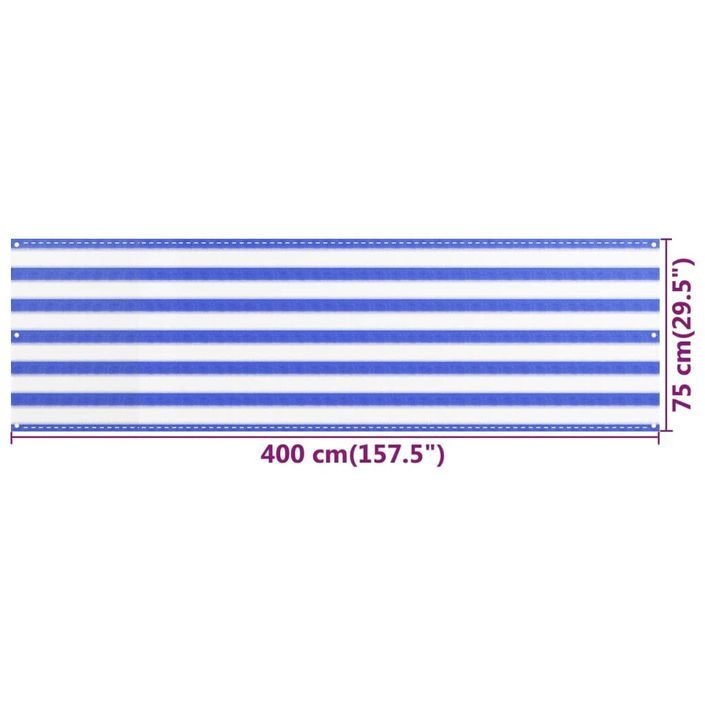 Écran de balcon Bleu et blanc 75x400 cm PEHD - Photo n°5