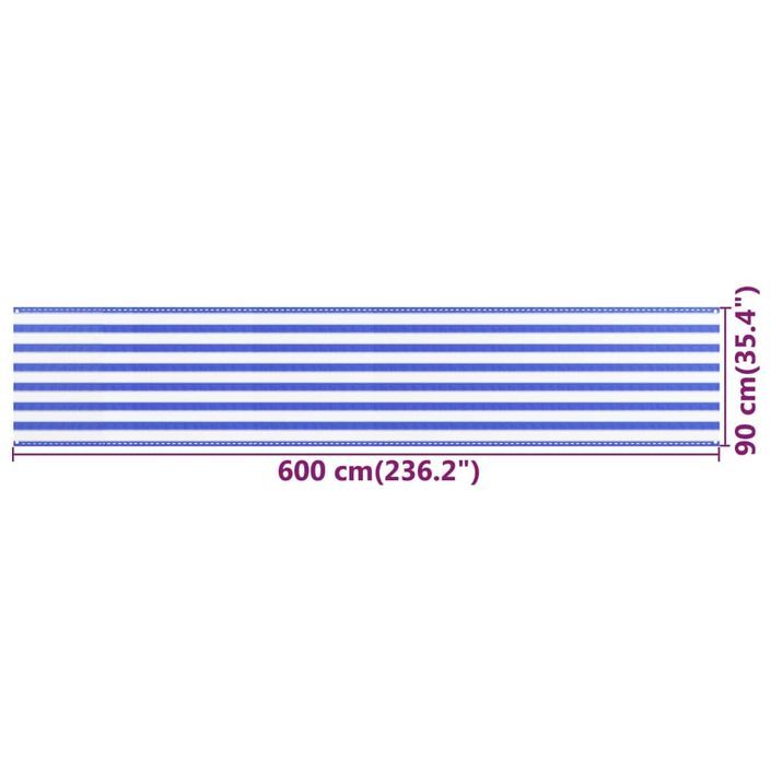 Écran de balcon Bleu et blanc 90x600 cm PEHD - Photo n°5