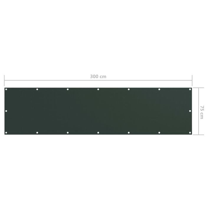 Écran de balcon Vert foncé 75x300 cm Tissu Oxford - Photo n°5