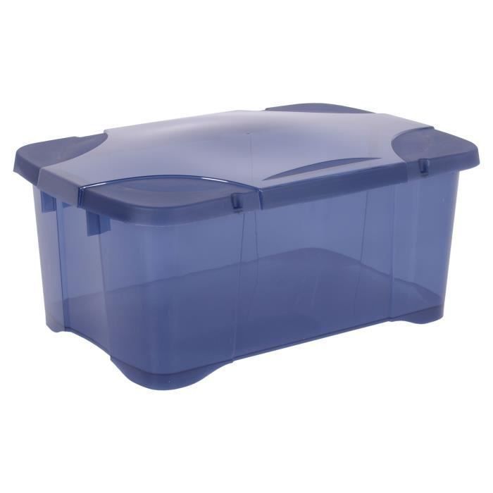 EDA PLASTIQUE Boîte de rangement Clip'Box 30 L - Bleu couvercle avec charniere - 54 x 36 x 24,5 cm - Photo n°1
