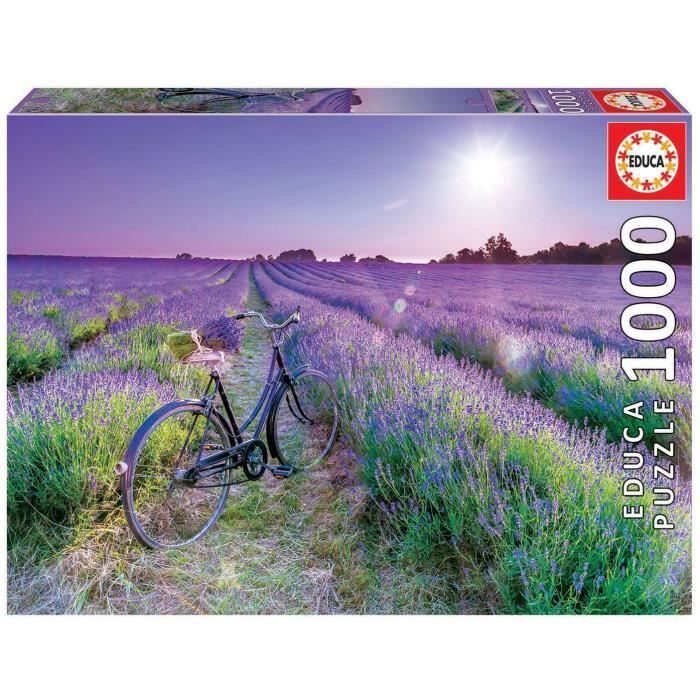 EDUCA - Puzzle - 1000 Vélo dans un champ de lavande - Photo n°1