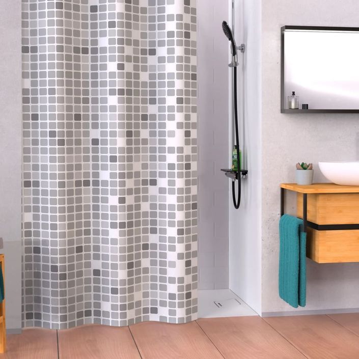 EISL Rideau de douche avec mosaïque gris 200x180x0,2 cm - Photo n°1
