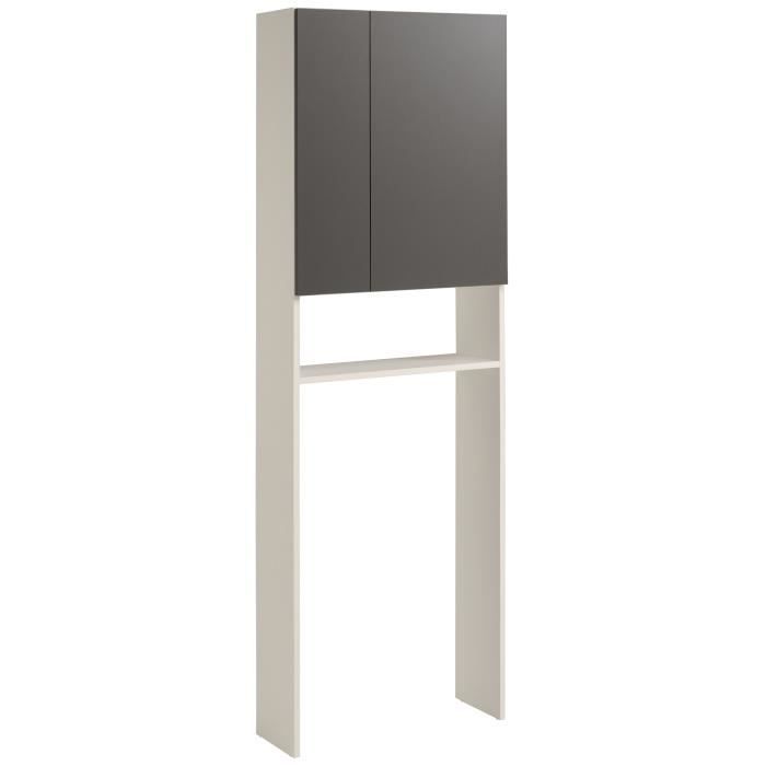 EKIPA Entourage WC 2 portes - Gris ombre et blanc - L 60 x P 22 x 184 cm - VERSA - Photo n°2