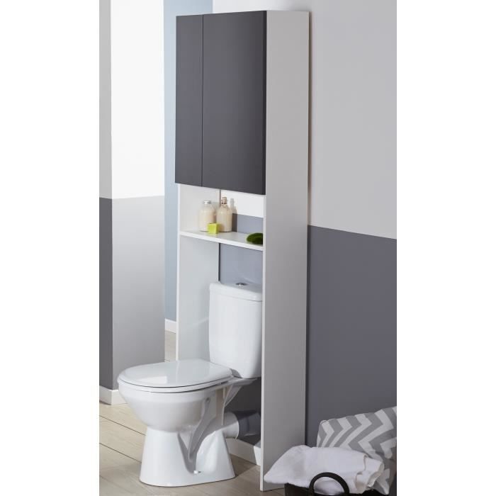 EKIPA Entourage WC 2 portes - Gris ombre et blanc - L 60 x P 22 x 184 cm - VERSA - Photo n°3