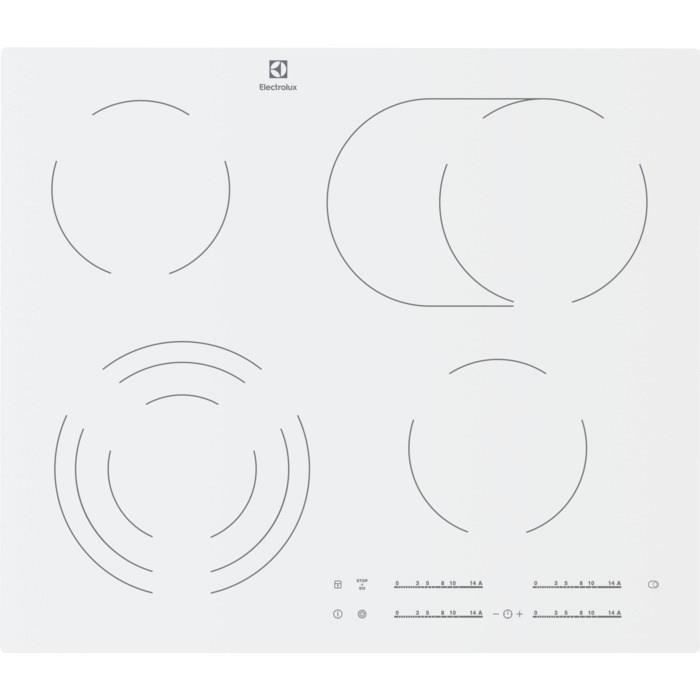 ELECTROLUX - EHF6547IW1 - Table de cuisson vitrocéramique - 4 foyers - 7100W - L59cm x P52cm - Blanc - Photo n°1