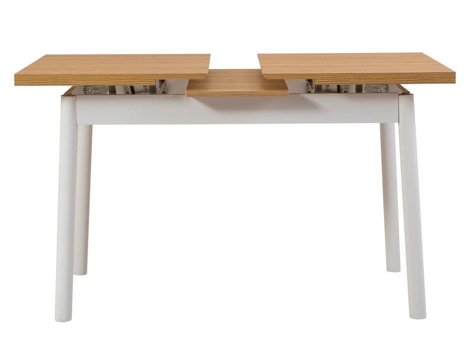 Ensemble 1 table extensible 4 chaises 1 banc bois naturel et blanc Kontante - Photo n°8