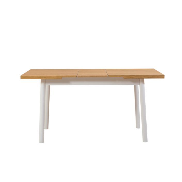 Ensemble 1 table extensible 4 chaises 1 banc bois naturel et blanc Kontante - Photo n°9