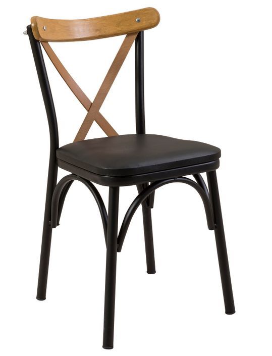 Ensemble 1 table extensible 4 chaises et 1 banc naturel et noir Kontante - Photo n°4