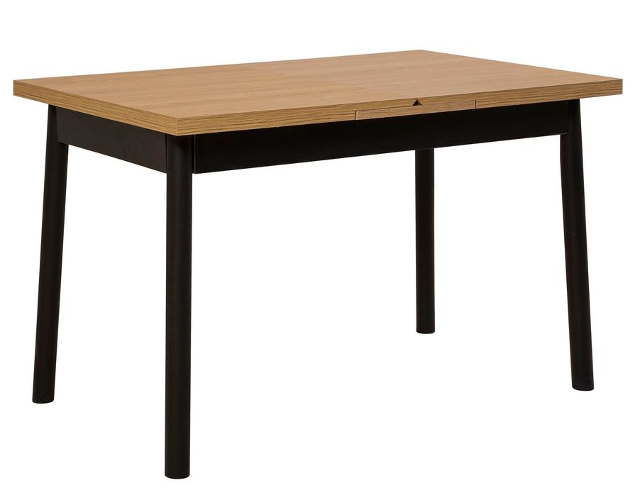 Ensemble 1 table extensible 4 chaises et 1 banc naturel et noir Kontante - Photo n°6