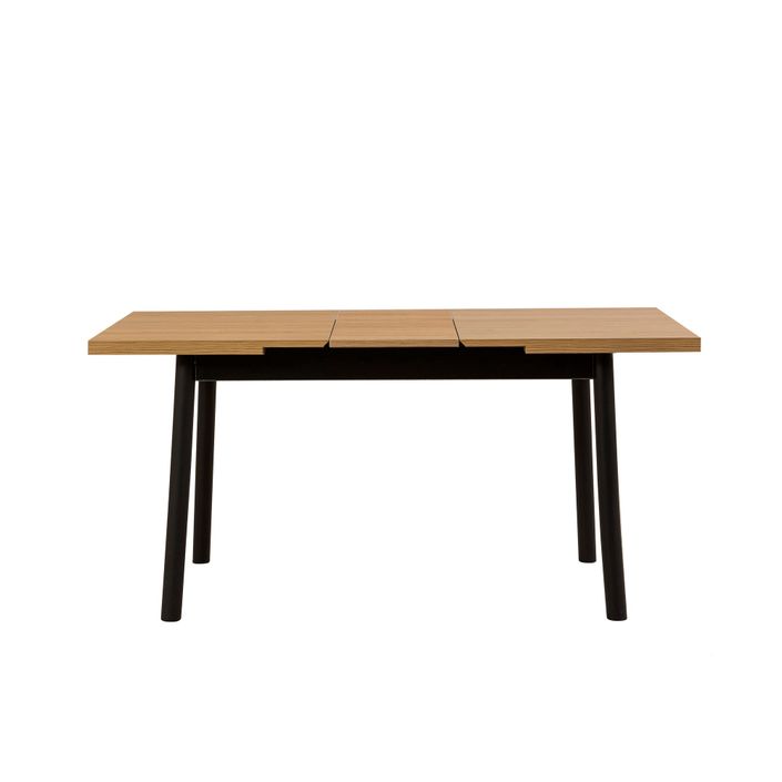 Ensemble 1 table extensible 4 chaises et 1 banc naturel et noir Kontante - Photo n°8