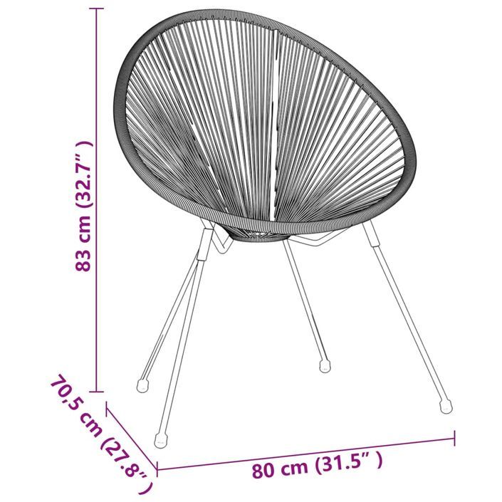 Ensemble à dîner d'extérieur 3 pcs Rotin PVC Noir 2 - Photo n°10