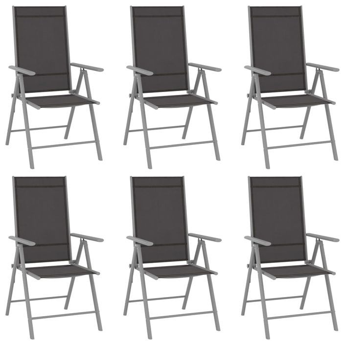 Ensemble à dîner de jardin 7 pcs Aluminium Argenté et noir - Photo n°3