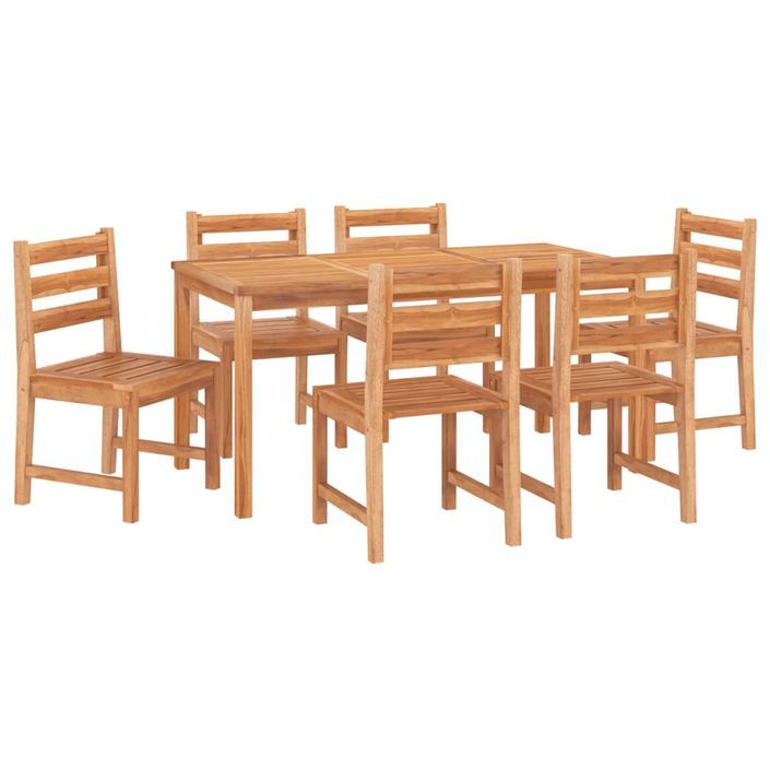 Ensemble à dîner de jardin 7 pcs Bois de teck solide - Photo n°3