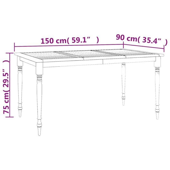 Ensemble à dîner de jardin coussins 5 pcs Bois de teck massif - Photo n°7