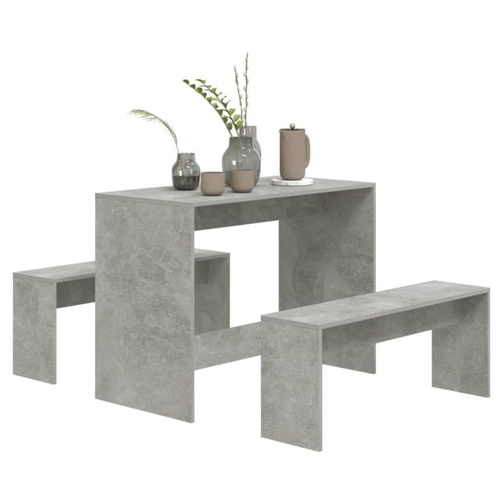 Ensemble à manger 3 pcs Gris béton Bois d'ingénierie - Photo n°4