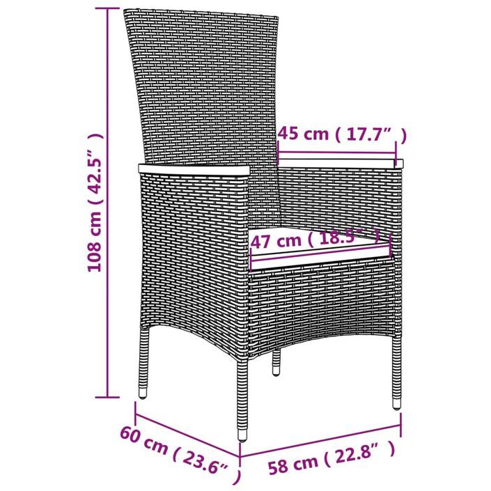 Ensemble à manger de jardin 11pcs avec coussins gris poly rotin - Photo n°10